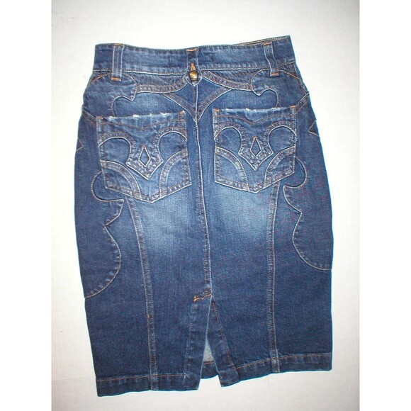 New Womens 2 25 NWT Italy Designer Just Cavalli Denim Embroidered Skirt 38 NWT - Picture 2 of 8